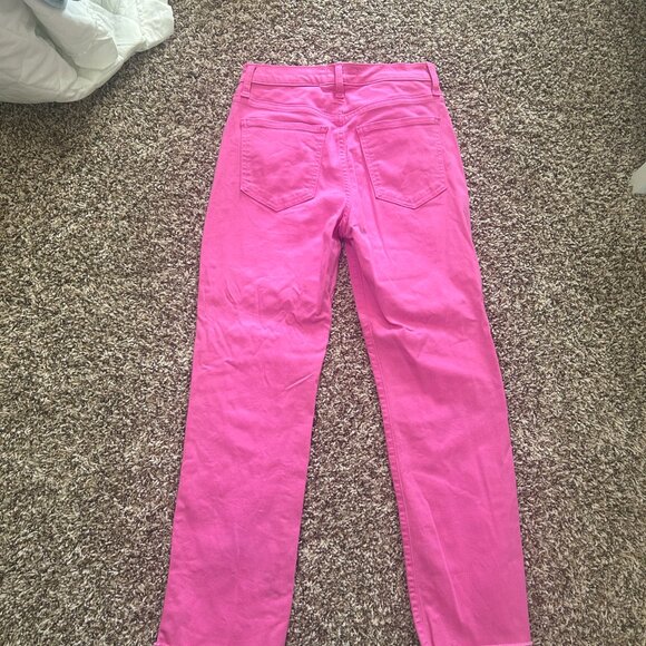 Altar'd State Women's Pink High Rise Flare Leg Raw Hem Jeans Size 25 - Picture 2 of 3